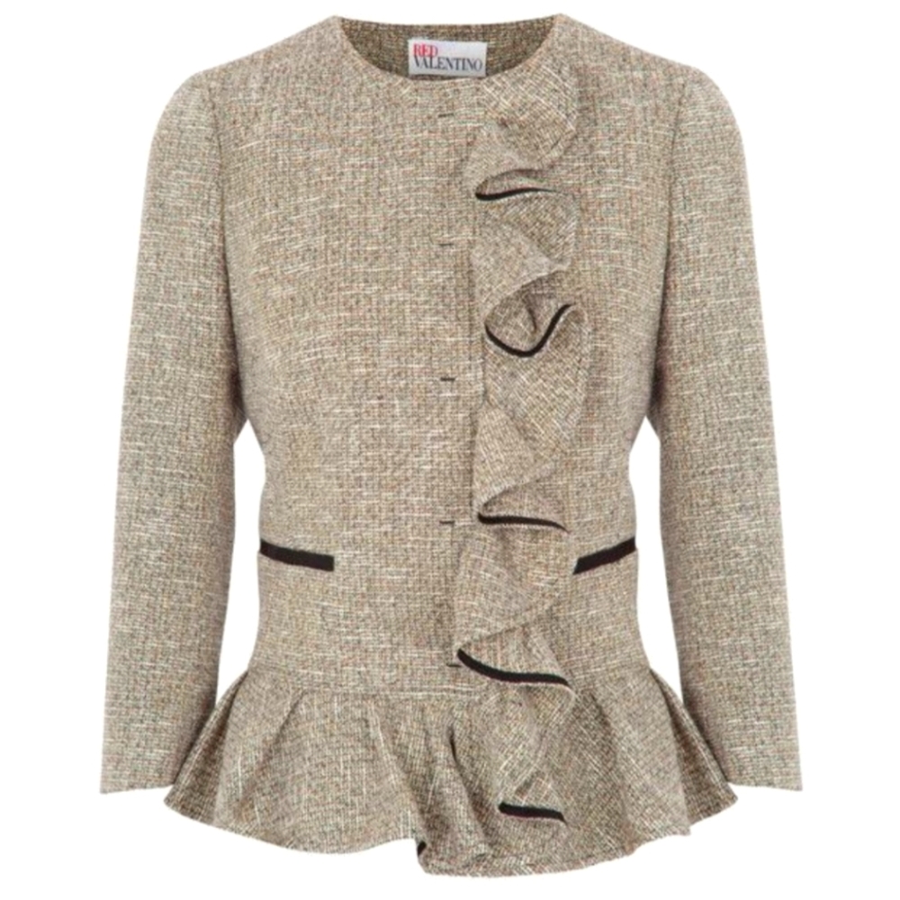 RED Valentino RARE Ruffled Tweed Blazer Jacket - Picture 12 of 14